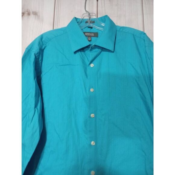 Kenneth Cole Reaction Men's Dress Shirt Long Sleeve‎ Button Up Turquoise Medium - Picture 3 of 8